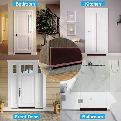 2-Pack Door Draft Stoppers with Brush, Door Sweep for Exterior/Interior Doors - Soundproof, Dust/Noise/Hot or Cold Air Insulation, 2" W x 39" L (White)