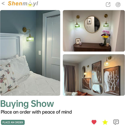 Shenmoyl Vintage Battery Operated Wall Sconce with Clear Striped Glass Lampshade 5000 mAh Rechargeable Battery Powered Wall Light with Remote Control for Bedside Bedroom Doorway, Set of 2