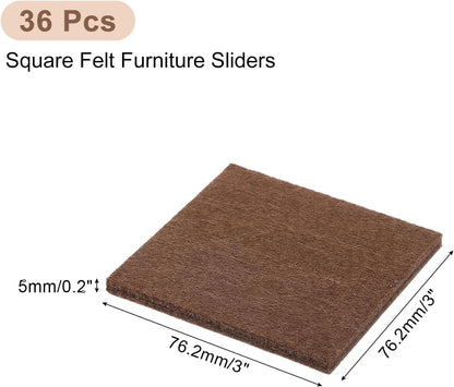 uxcell Furniture Pads, 36Pcs 1.5" - Square Self Adhesive Felt Furniture Pads, Floor Protectors for Furniture Feet Chairs Legs Hardwood Floors (Black)
