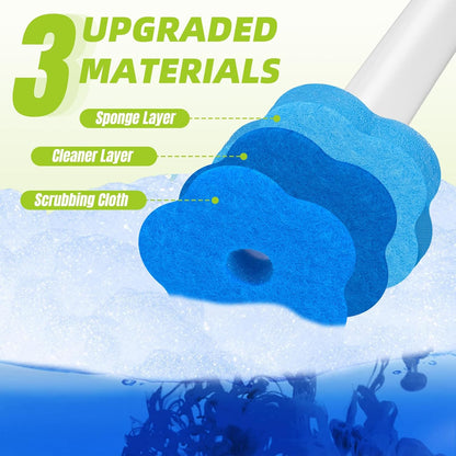 Disposable Toilet Brush, Extended Handle with 12 Cleaner Refills Toilet Brush for Toilet Bowl Cleaners, Bathroom Cleaning