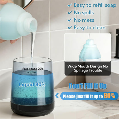 2 Pack Automatic Soap Dispenser Touchless Automatic Foaming Soap Dispenser 3-Level Adjustable Modern Foam Soap Dispensers 10.5oz/300ml USB Rechargeabled for Bathroom Kitchen Office