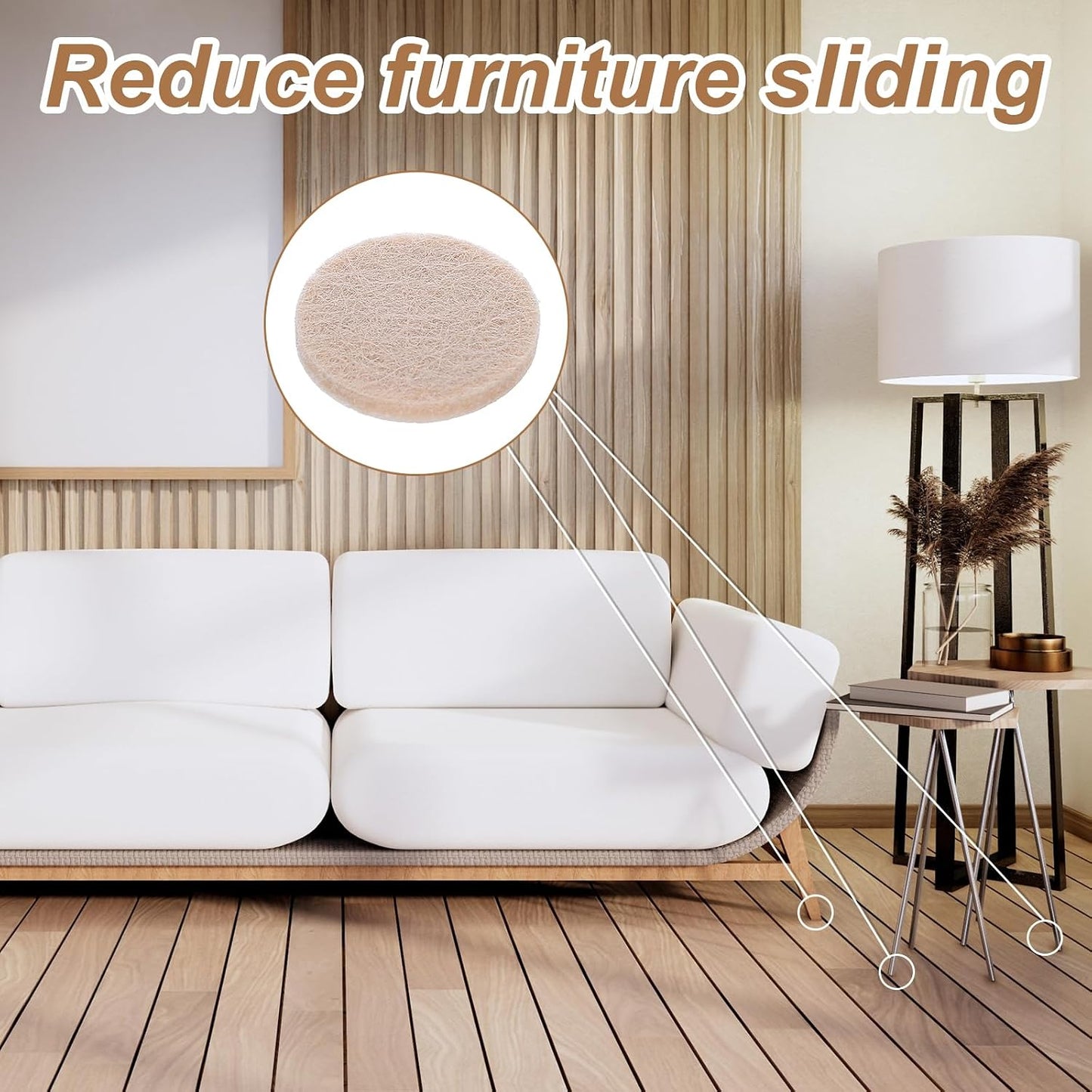 96 Pcs Self-Stick Furniture Round Felt, 3/4" Chair Felt Pads Protect Your Hardwood Floors from Furniture Scratches Moving Your Furnitures Smoothly Noise Reduction for Chairs, Tables, Couches (Beige)