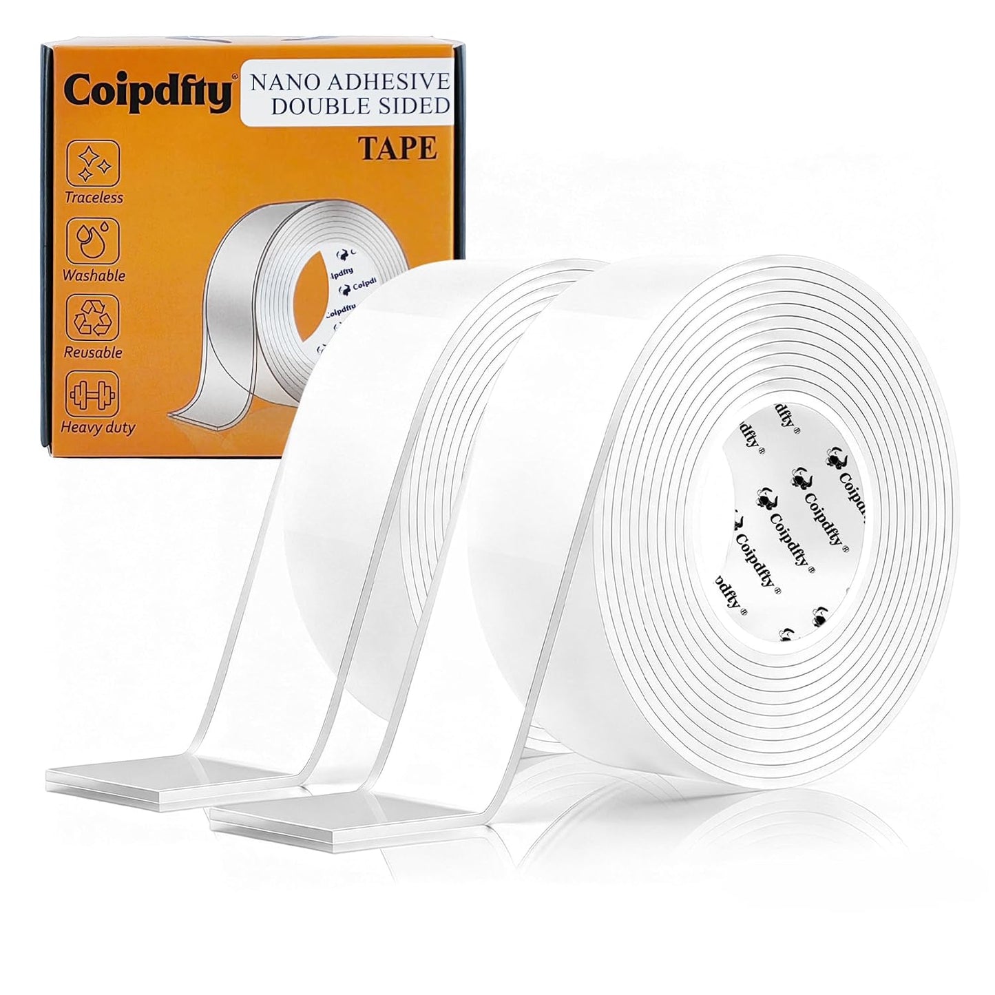 Double Sided Tape Heavy Duty for Wall Decor No Damage to Paint,Clear Removable Mounting Tape,Nano Two Sided Adhesive Tape,Picture Hanging Strips for Posters,Stickers - 3Rolls,Total(1.18in*20FT)