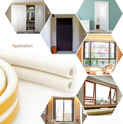 CloudBuyer Door Weather Stripping, Soundproof Insulation Seal Strip for Windows with Self-Adhesive Protection (White, 33Ft)