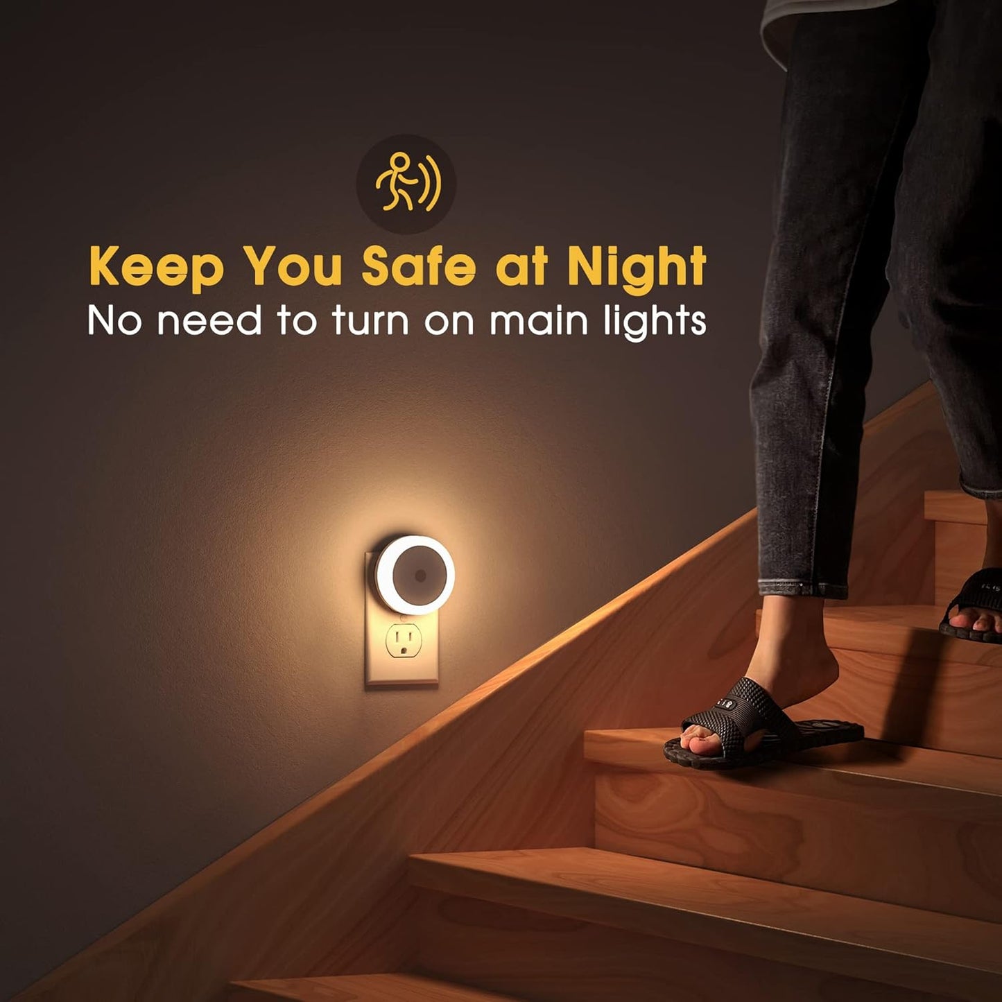 Briignite Motion Sensor Night Light, [2 Pack] Night Lights Plug into Wall, Auto On/Off Motion Activation Nightlight, Energy-Saving 0.6W LED, Daylight White, Ideal for Kids, Bedroom, Bathroom