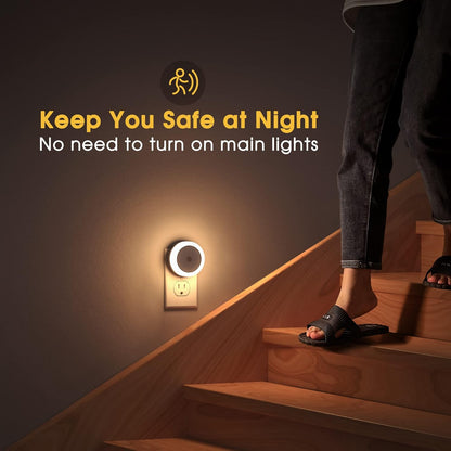 Briignite Motion Sensor Night Light, [2 Pack] Night Lights Plug into Wall, Auto On/Off Motion Activation Nightlight, Energy-Saving 0.6W LED, Daylight White, Ideal for Kids, Bedroom, Bathroom