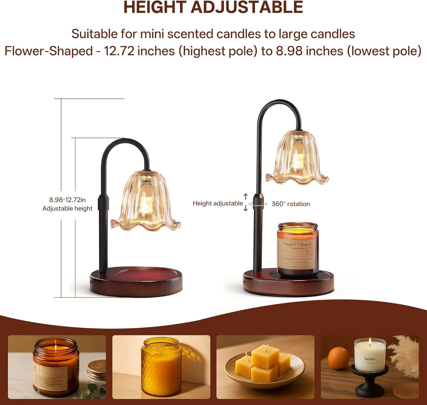 Homelist Candle Warmer Lamp with Timer, Height Adjustable Candle Lamp, Home Decor, Wax Melt Warmer for Birthday Chrismas Holiday Gifts for Mom, Women, Sister