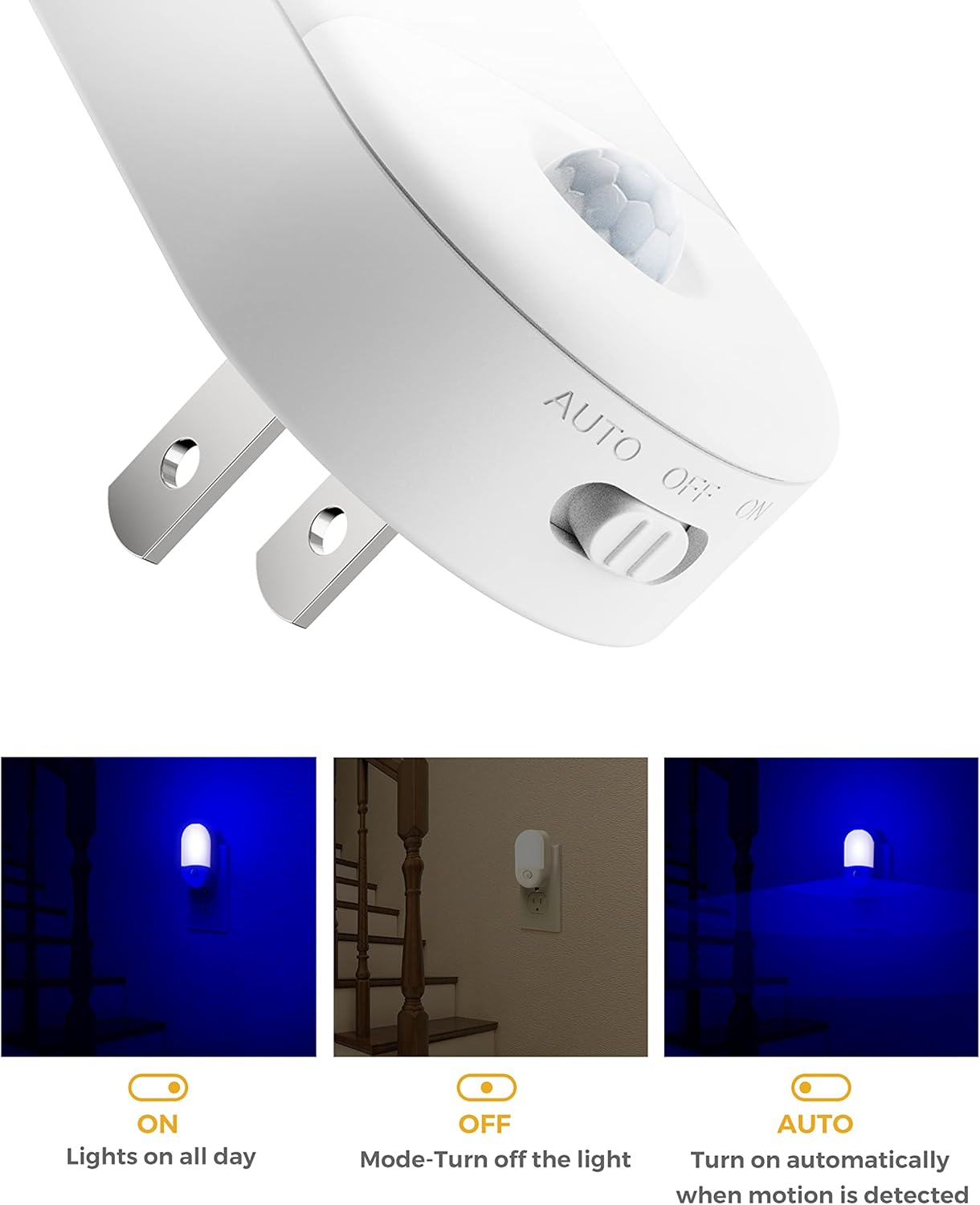 L LOHAS LED Motion Sensor Night Light, 2Pack, Motion Activated Night Light, Night Lights Plug into Wall Motion Sensor, 3000K Warm White, Adjustable Brightness 30/60LM, for Kids Adults Bathroom Bedroom
