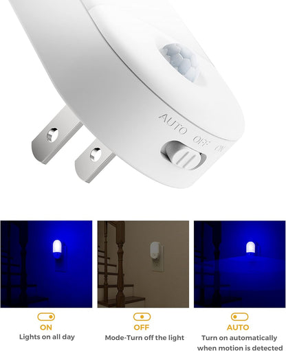 L LOHAS LED Motion Sensor Night Light, 2Pack, Motion Activated Night Light, Night Lights Plug into Wall Motion Sensor, 3000K Warm White, Adjustable Brightness 30/60LM, for Kids Adults Bathroom Bedroom