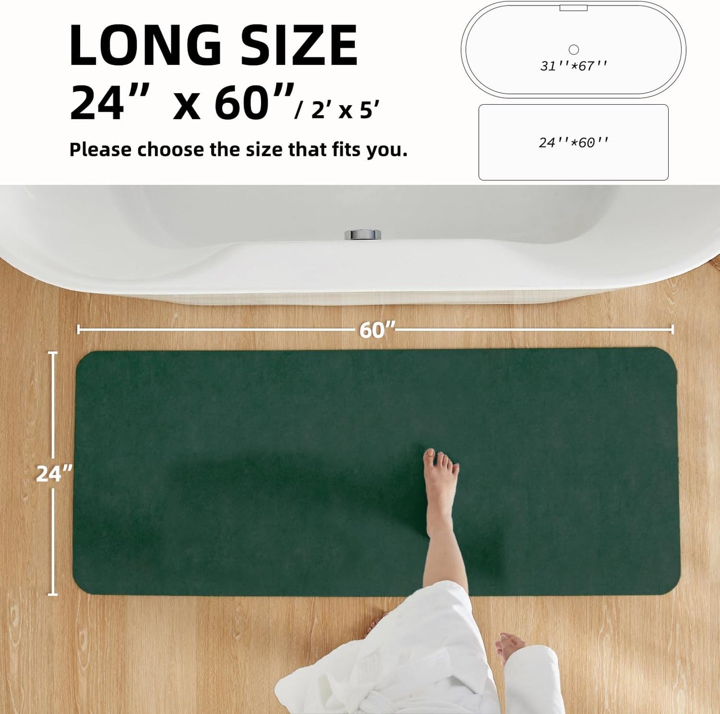 TYUU Bath Mat, Bathroom Rugs Non Slip Washable Thin Absorbent Quick Dry Bath Mat Fits Under Door Bathroom Floor Mat Perfect for Bath, Shower, or Sink 16"x24" Dark Grey