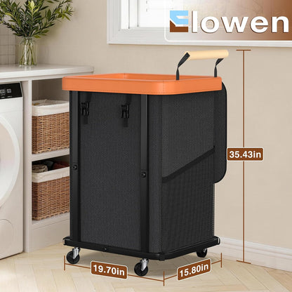Rolling Laundry Hamper with Wheels, Laundry Hamper 3 Section with Lid, Laundry Basket with Rolling Lockable Wheels and Handle, Laundry Basket Organizer for Laundry Room, Bedroom 230L Black