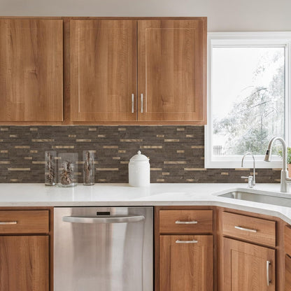 STICKGOO 20 Sheets Peel and Stick Backsplash Tile, Stick on Backsplash for Kitchen and Bathroom, White Sandstone Look PVC Mixed Metal Gold Self Adhesive Wall Tiles
