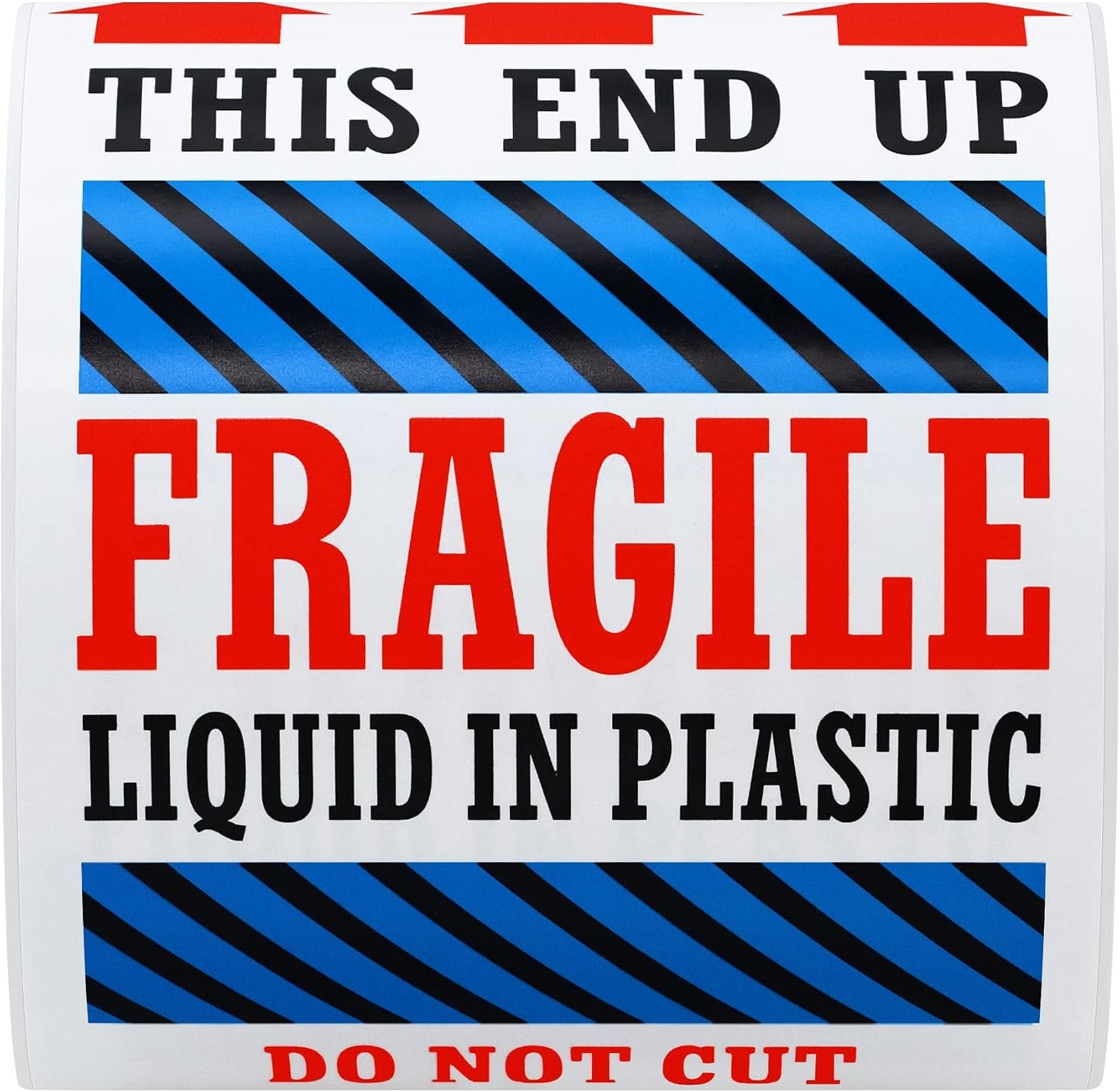 Hybsk 3 x 5 Fragile Liquid in Plastic This End Up Safe Handling Stickers for Shipping and Packing - 100 Adhesive Labels Per Roll