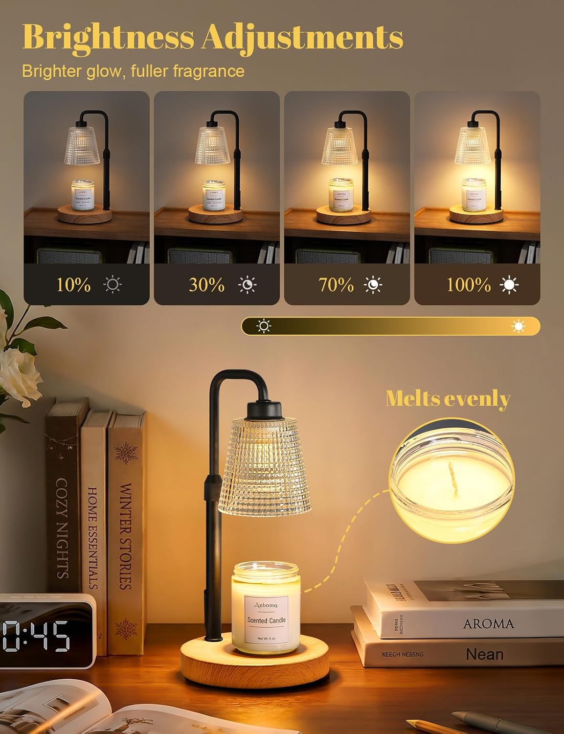 Candle Warmer Lamp with Timer Dimmable, Wax Warmer for Scented Jar Candles, Adjustable Height Candle Lamp for Home Decor, Birthday Gifts for Women Mom House Warming Gifts, Matte Black
