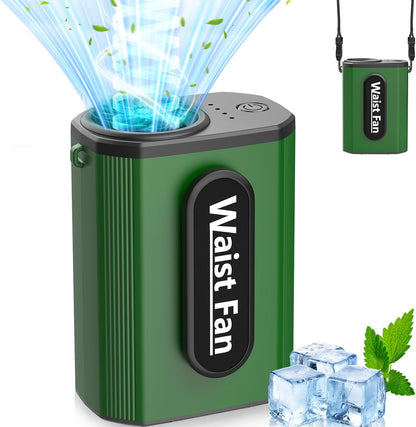 Multper Portable Waist Fan, 4 Speed 18000RPM Strong Airflow, Rechargeable Personal Neck Fan Up to 20H Runtime, Hands-Free Hanging Personal Waist Fan with Dual-Sided Clip for Traveling Camping Jobsite