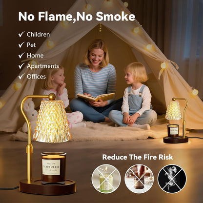 Candle Warmer Lamp with Timer Dimmer, Birthday Gifts for Women Mom, Height Adjustable Wax Melt Warmer for Jar Candles with 2 Bulbs, House Warming Gifts New Home Decor