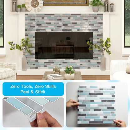 Art3d 10-Sheet Heavy-Duty Peel and Stick Backsplash, Waterproof Wall Tiles Stick on Kitchen Backsplash Living Space, Beige & White