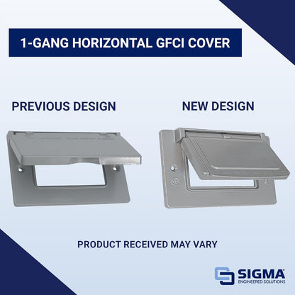Sigma 14249 Weatherproof 1-Gang Horizontal GFCI Receptacle Cover, Gray