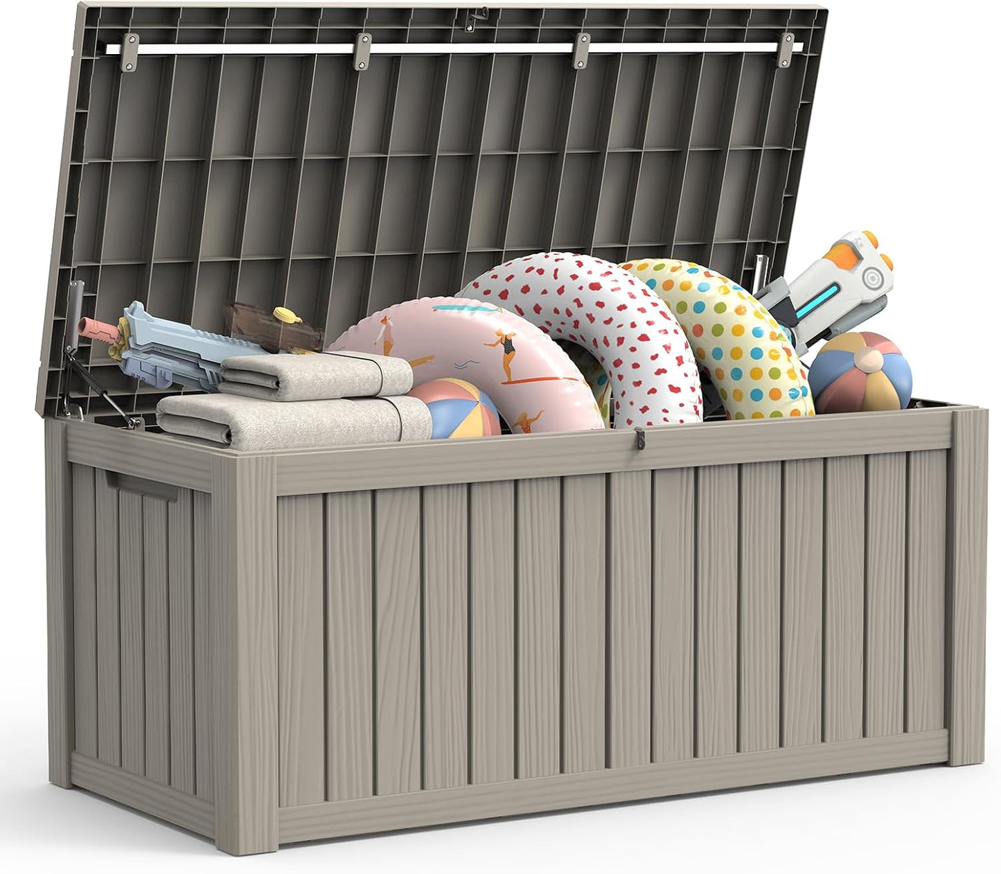 Outdoor Storage Box, 50 Gallon Waterproof Deck Storage Box, Lockable Patio Storage Bins for Package Delivery, Porch, Garden Tool, Cushions, Anti-Theft Weatherproof & UV-Resistant Parcel Drop Box