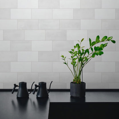 SUNWINGS 100-Sheet Subway Peel and Stick Backsplash Tile, 6" x 3" White Mixed Stone Composite Handmade Looks Self Adhesive Waterproof Wall Tile, Stick on Tiles for Kitchen Bathroom Shower Fireplace
