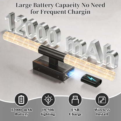 camuucci Battery Operated Wall Sconces Set of 2 Rechargeable Battery Powered Wall Light with 12000mAh Not Hardwired Dimmable Wall Lamp Fixtures for Bedroom Living Room Gold 15.3 Inches