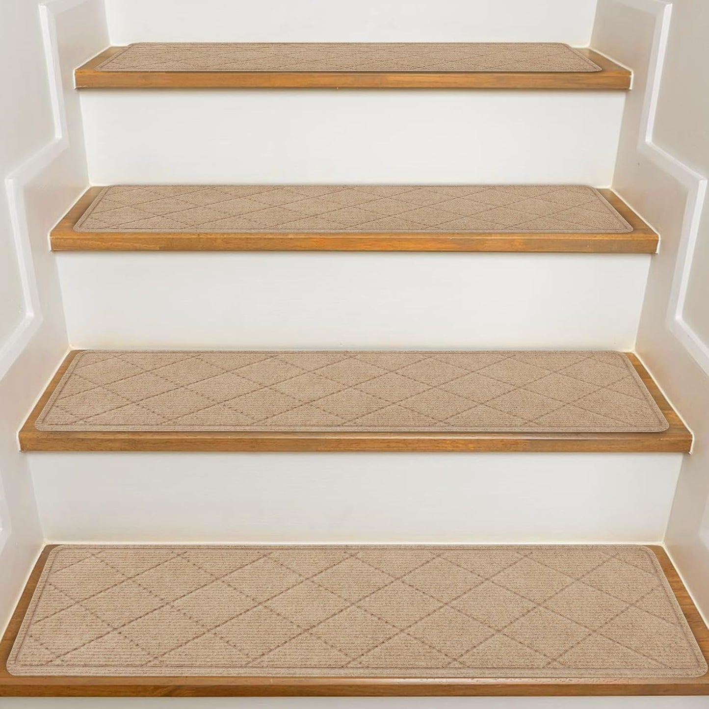 KOOTETA Stair Treads for Wooden Steps Indoor, 15 Pack 8" X 30" Non Slip Carpet Stair Treads with Reusable Adhesive for Kids Elders and Dogs, Surface Polyester TPR Backing Stair Runner Rugs, Dark Grey