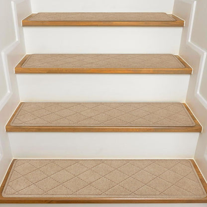 KOOTETA Stair Treads for Wooden Steps Indoor, 15 Pack 8" X 30" Non Slip Carpet Stair Treads with Reusable Adhesive for Kids Elders and Dogs, Surface Polyester TPR Backing Stair Runner Rugs, Dark Grey