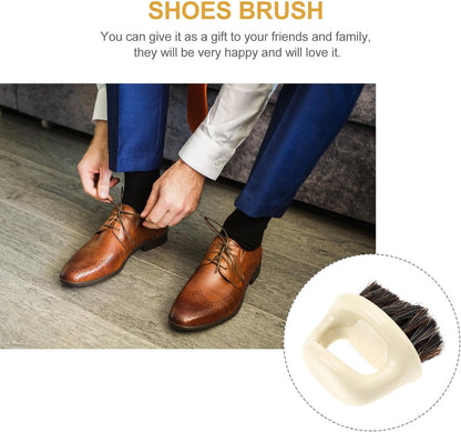 HOMSFOU Horsehair Shoe Cleaning Brush with Soft Bristles and Plastic Handle for Lint-Free Cleaning, Multipurpose Scrubbing Brush for Shoes and Clothes with Hanging Design