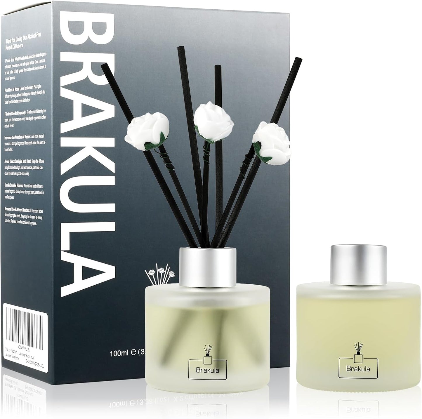 Brakula 2 Pack Reed Diffuser Set, Lavender Eucalyptus Scented, Home Fragrance with 14 Sticks Bathroom Decor, Reed diffusers for Home 6.76 fl oz (Lavender Eucalyptus)