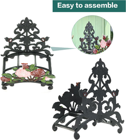 Sungmor Cast Iron Heavy Duty Garden Hose Holder - Decorative Hand-Painted Sunflower Wall Mounted Water Hose Hanger - Wall Decoration Hanging Hose Rack - Hose Reel Storage Butler - Metal Hose Stand