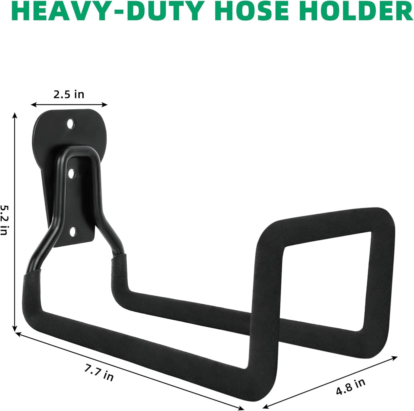 Garden Hose Holder - Heavy Duty Metal Hanger Wall Mount, Water Hose Holder for Outside Yard, Water Hose Reel, Hose Rack, Hose Hook