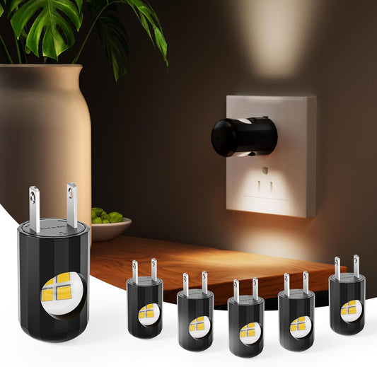 TSEXES Plug-in LED Night Lights,Dusk to Dawn Sensor,2700K,Bedroom, Hallway, Bedroom,Kitchen, Stairways, Non-Dimmable,6 Pack