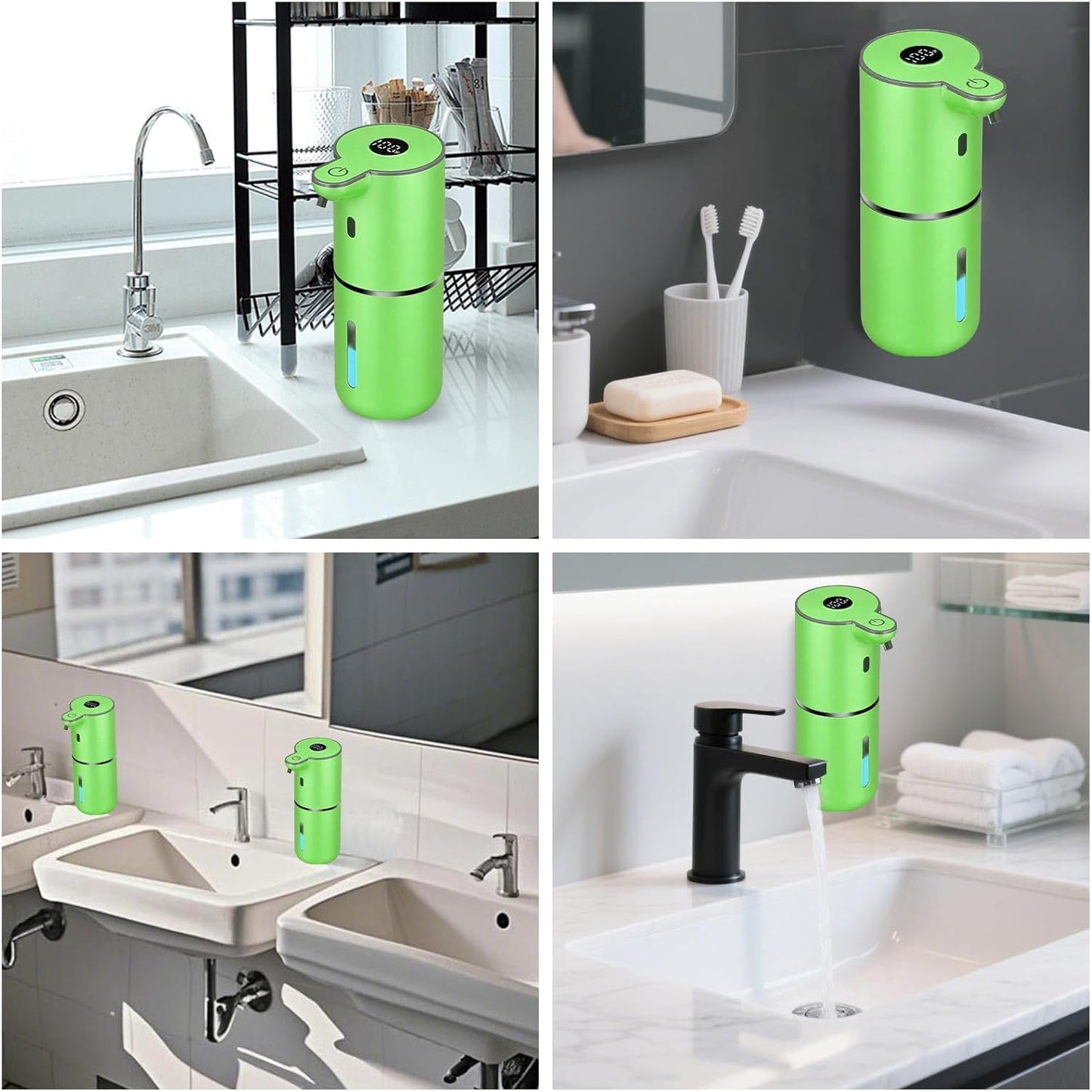 OHIFAST Automatic Foaming Soap Dispenser Touchless, USB Rechargeable Smart Hand Soap Dispenser, 6-Level Adjustable, 12.8oz/380mL Wall Mounted for Bathroom Kitchen Dish Soap-White