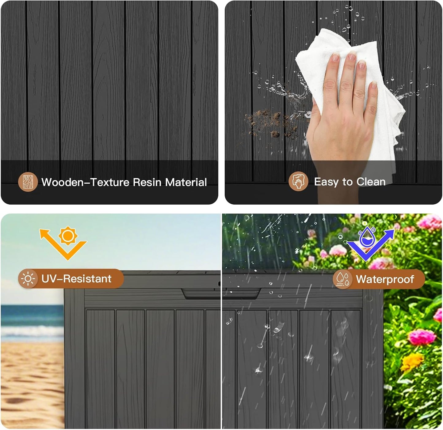 Outdoor Storage Box, 50 Gallon Waterproof Deck Storage Box, Lockable Patio Storage Bins for Package Delivery, Porch, Garden Tool, Cushions, Anti-Theft Weatherproof & UV-Resistant Parcel Drop Box