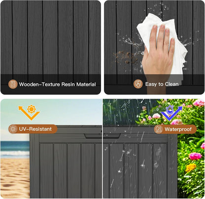 Outdoor Storage Box, 50 Gallon Waterproof Deck Storage Box, Lockable Patio Storage Bins for Package Delivery, Porch, Garden Tool, Cushions, Anti-Theft Weatherproof & UV-Resistant Parcel Drop Box