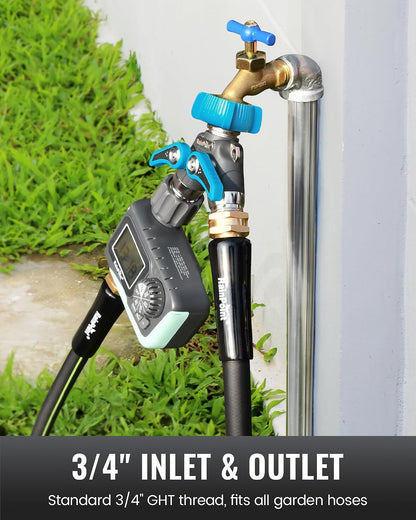 RAINPOINT 2 Way Garden Hose Splitter | Heavy Duty Water Spigot Splitter with Shutoff Valves, 100% Metal Body, 1.9" Extra Long Metal Handle, 3/4" GHT Thread