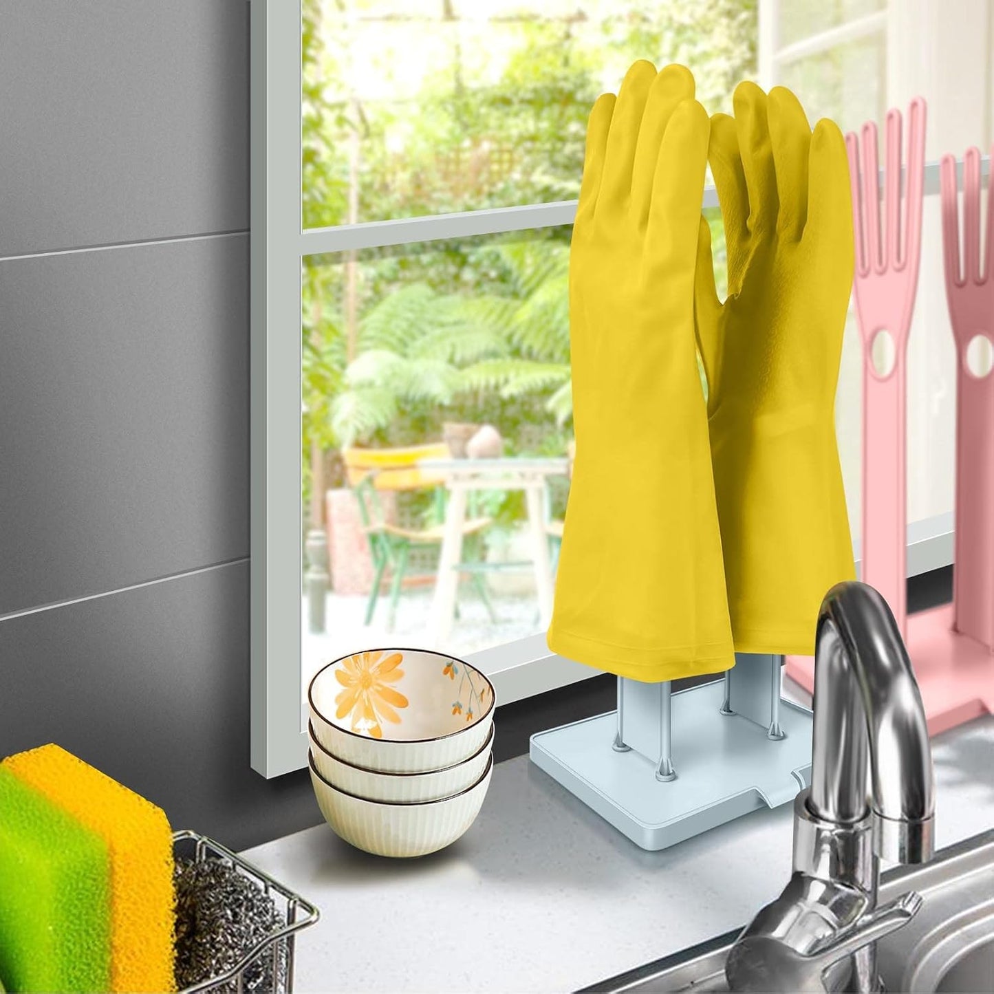 2 Piecesg Kitchen Glove Holder，Glove Dryer，dishwashing Gloves Holder，Plastic Mitten Rubber Rack，Reusable Glove Rack - Perfect for The Kitchen.