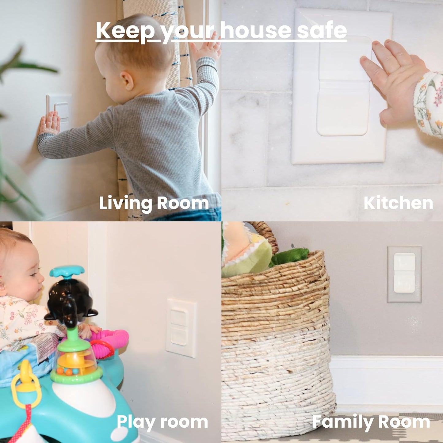 White Double Outlet Covers Baby Proofing (10 Pack, 20 Sockets) | Baby Proof Plug Covers for Electrical Outlets | Safe & Secure Baby Safety Products | Childproof Socket Covers Protect Toddlers & Babies