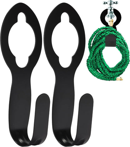 UNCO- Small Garden Hose Holder, Metal, Fits 20-50 ft 5/8” Expandable Hose | Wall Mounted Hose Rack, Outdoor Water Storage Bracket for Yard, Garden Organization and Easy Access Storage Use