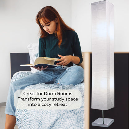 LIGHTACCENTS Home Decor Floor Lamp (Set of 2) 59 Inch Paper Floor Lamp Pair with Polished Chrome Base, Room Decor Lamps for Living Room, Rice Paper Lantern Lights, On/Off Footswitch