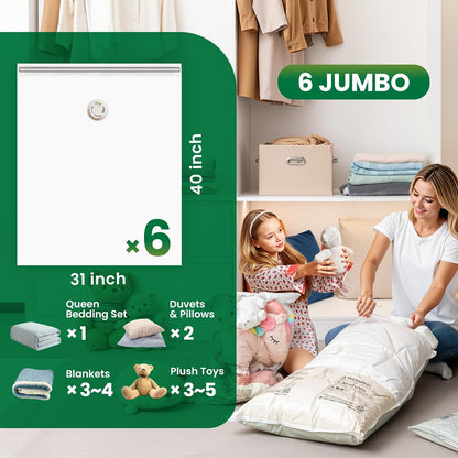 TAILI 8 Pack Vacuum Storage Bags, Jumbo Size (31×40 inch), Vacuum Seal Bags for Clothing, Bulky Bedding, Comforter, Blankets, Pillows, Space Saver Packing
