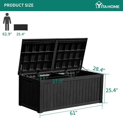 YITAHOME 31 Gallon Outdoor Storage Deck Box | Waterproof Resin Package Delivery and Storage Box with Lockable Lid for Patio Furniture Cushions, Pool Accessories, Garden