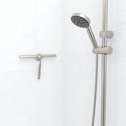 Better Living Deluxe XL Shower Squeegee, Multi-Purpose Silicone Squeegee Blade with Storage Hook, Rust-Proof Heavy Duty Window, Glass, Shower Scrubber, Windshield Wiper, 12", Brushed Nickel