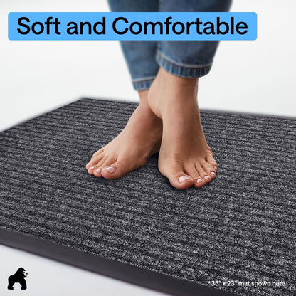 GORILLA GRIP Waterproof Traffic Guard Door Mat, Heavy Duty Entryway Mats, Strong Backing Commercial Utility Rugs for Office Hallway, Garage Floor and Home, Low Profile Carpet Runner, 29x17, Black