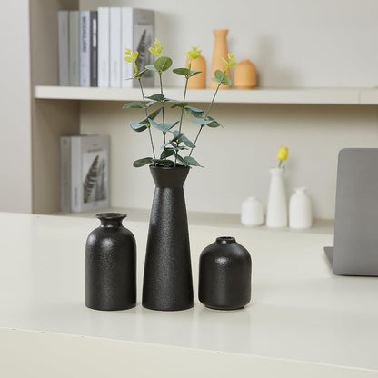 Ceramic Vase,Small Vases for Decor,Set 3 Modern Boho Vases for Flower Pampas,Fit for Living Room Desk Shelf Decor (Beige)