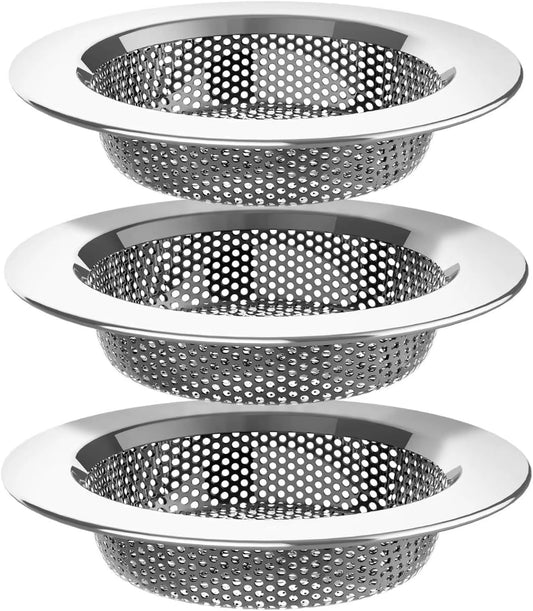 Sink Strainer Basket (3 Pack) – 304 Stainless Steel Kitchen Drain Strainer, Anti-Clog Sink Drain Catcher, Rustproof, Fits 4.4” Standard Sink