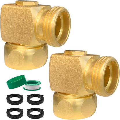 Hose Splitter, Garden Hose Splitter 2 Way with 304 Stainless Steel Long Handle, Heavy Duty Outdoor Brass Hose Splitter Y Tap Splitter 4" Extra Long Metal Handle, 3/4" GHT Thread