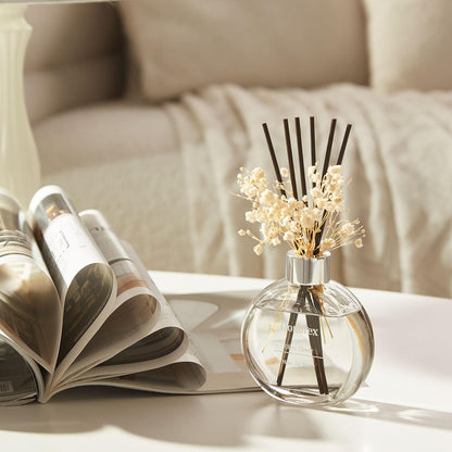Flower Reed Diffuser Set 5.07oz Satin Rose Scent Diffuser with Sticks Home Fragrance Reed Diffuser for Bathroom Shelf Decor