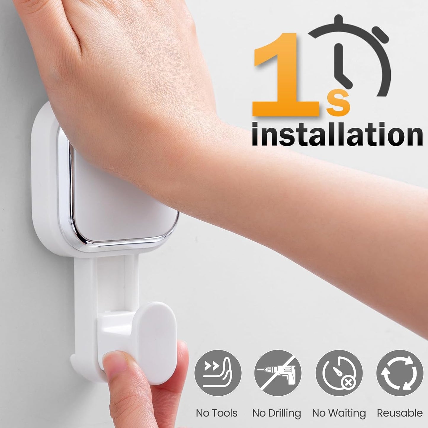LEVERLOC Razor Holder for Shower 2 Pack, Powerful Suction Cup Shower Hooks for Towel, Loofah, Razor, Squeegee, Damage-Free Wall Hooks, Shaver Holder for Bathroom, Easy to Install and Reuse, White