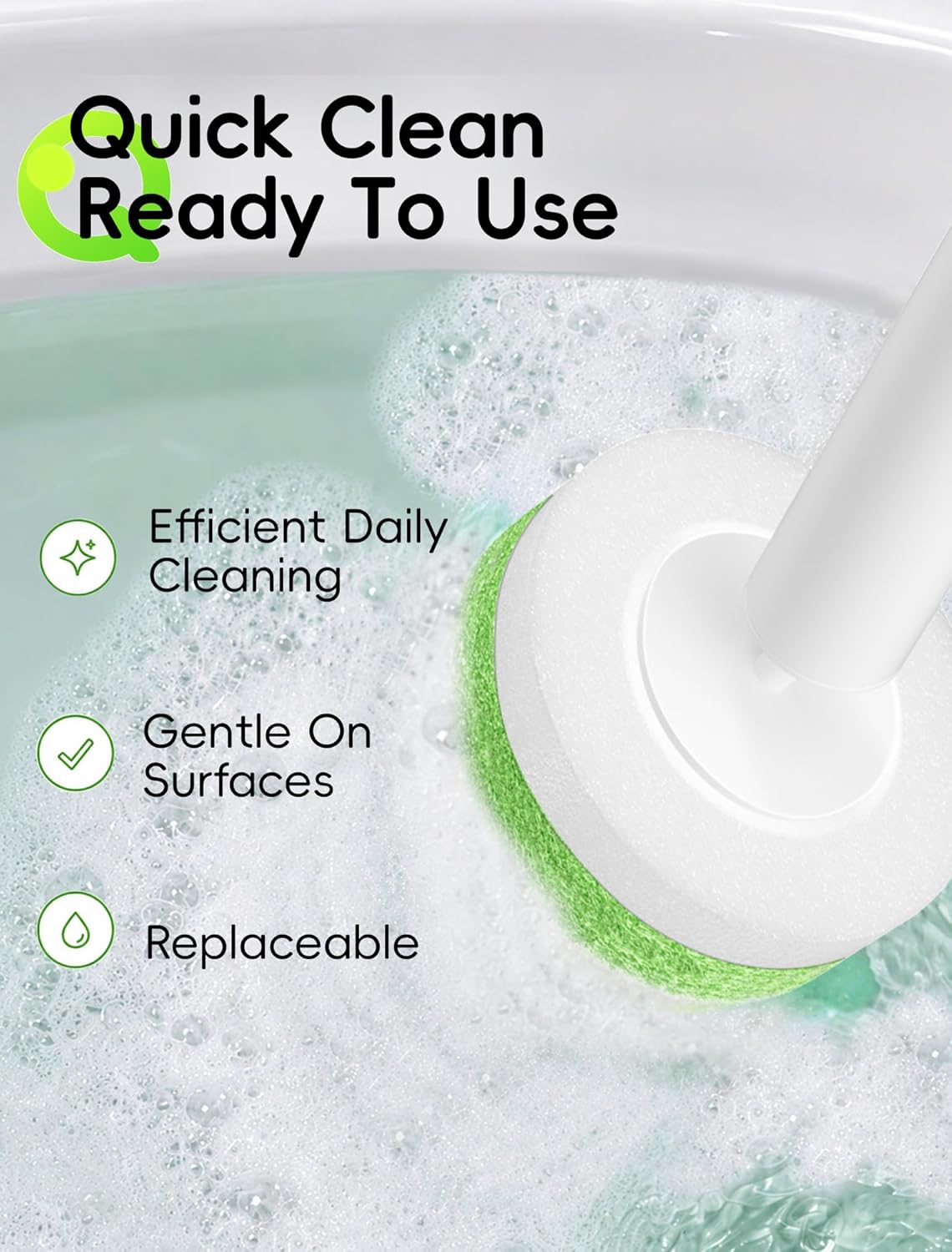 Wall Mounted Disposable Toilet Brush System with Holder, Toilet Bowl Cleaning Wand with Green Refills and One-Button Release, 2 Wands and Holders with 60 Green Refills